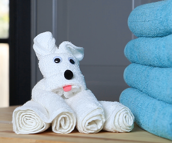 dog made out of towels